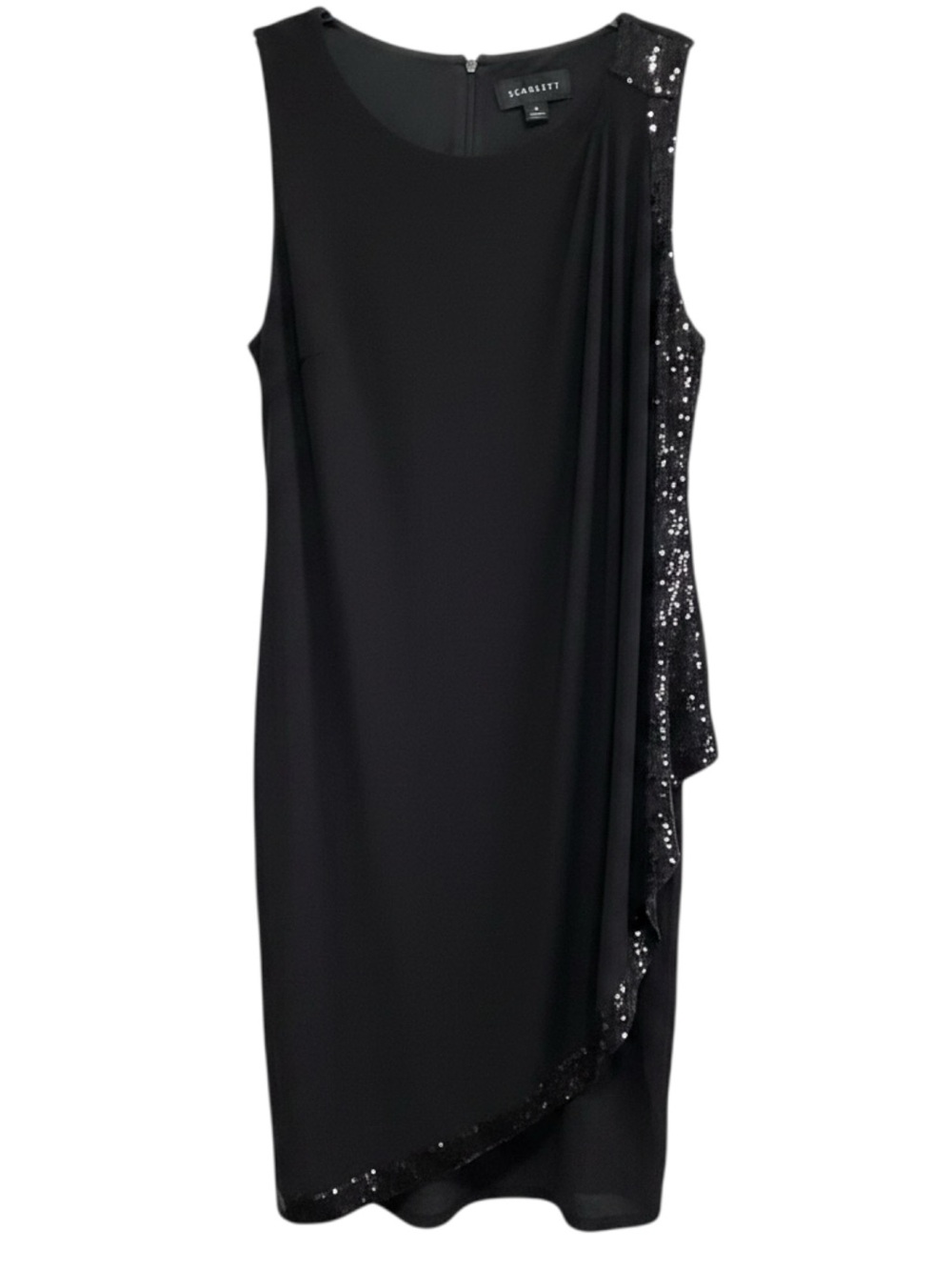NWT Scarlett Black Sequin Overlay Cocktail Dress Sleeveless Size 6 Elegant Party